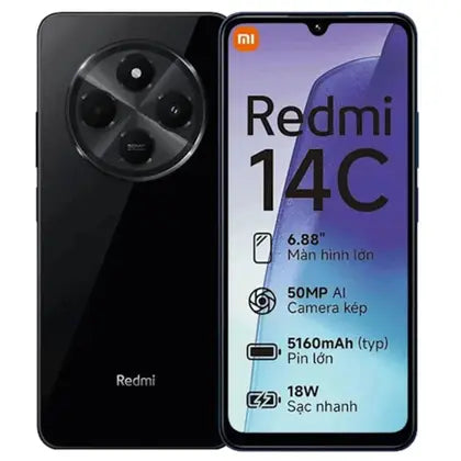 Smartphone Xiaomi Redmi 14C 256GB 4+4GB RAM VIRTUAL Preto